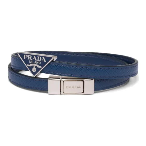 PRADA Leather Wristbands Men's Cornflower Blue