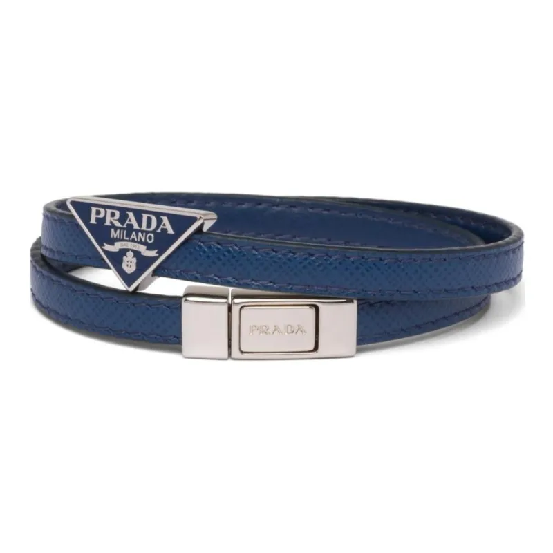 PRADA Leather Wristbands Men's Cornflower Blue-0