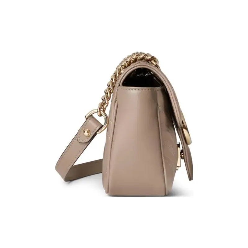 GUCCI GG Marmont Quilted V Shaped Leather Crossbody Bag Shoulder Bag Mini Women's Taupe-2