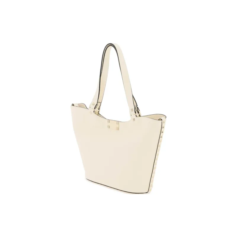 Valentino Calfskin Tote Bag Shopping Bag Handbag Small Size Women's White-2
