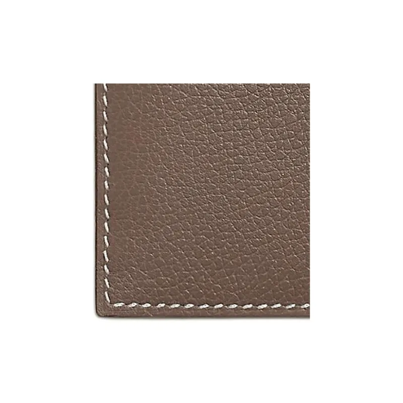 HERMES Evercolor Calfskin Card Holder Women's 18 Etoupe Elephant Gray-3