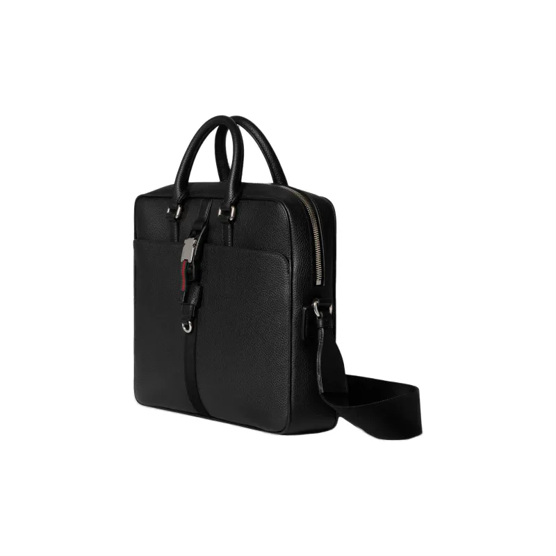 GUCCI Soft Grain Leather Briefcase Medium Size Men's Black-1