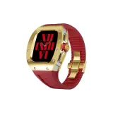 Titanium Silver Case Gold Bezel, Red Tape