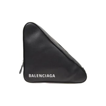 Balenciaga Cow Leather Triangle Bag Clutch Medium Size Women's Black
