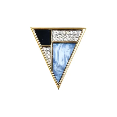 SAINT LAURENT 2010-2023 Plated Triangle Rhinestones Costume Brooch