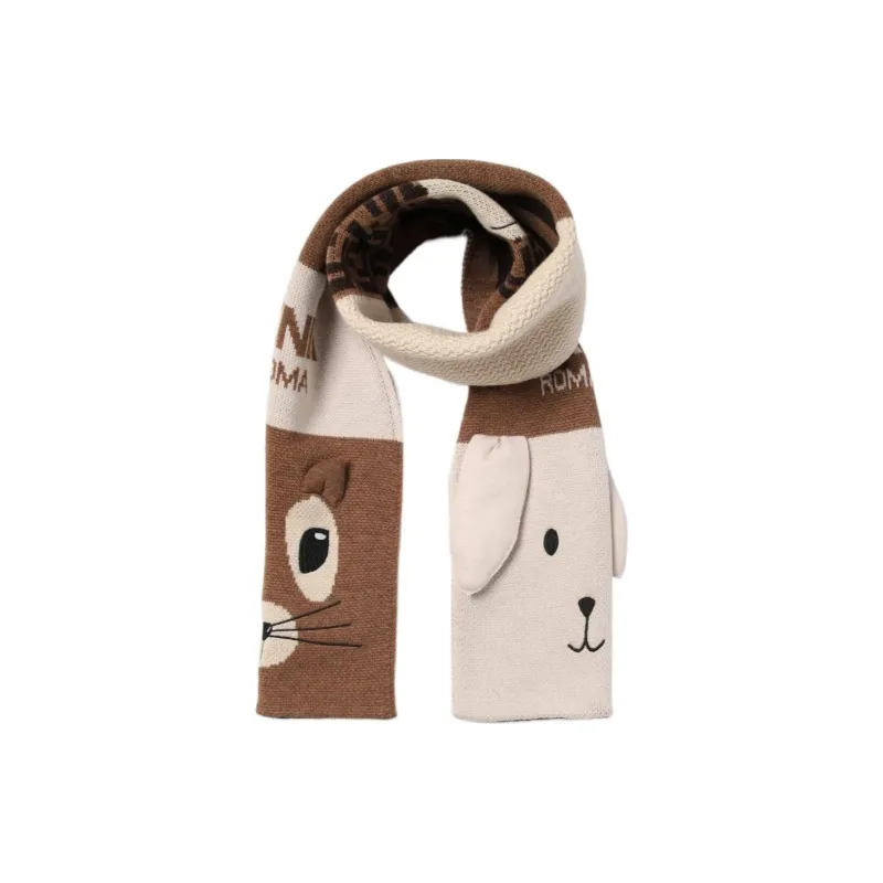FENDI Virgin Wool, Polyester Knit Scarves Kids' Brown-1