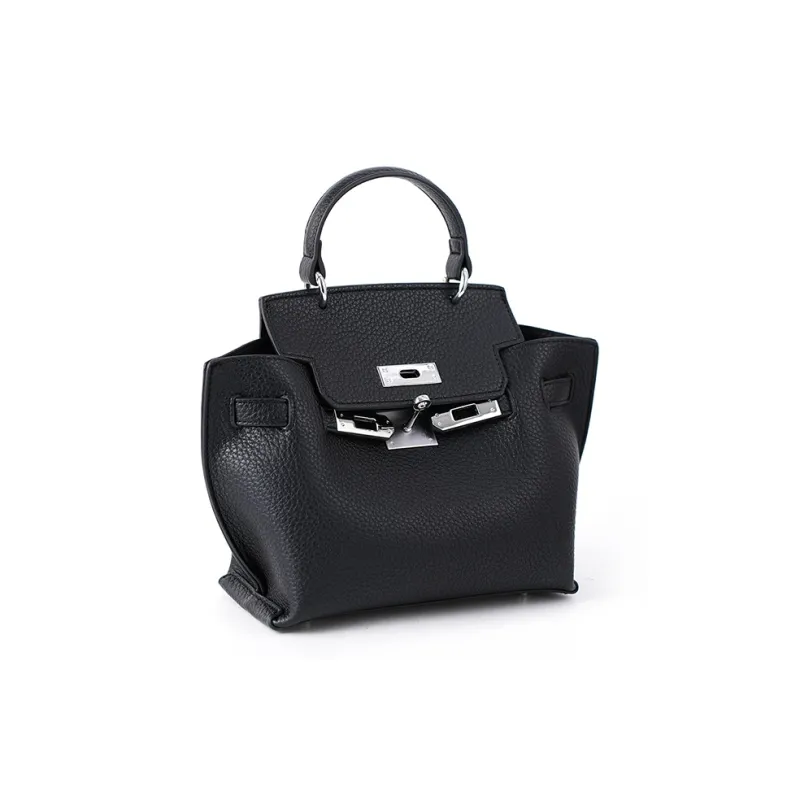 Vigno Synthetic Leather Handbag Shoulder Bag Regular Women's Black/Greige-10