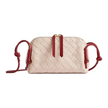 Bottega Veneta Sheepskin Handheld Shoulder Bag Women's Carved Pink/Sandalwood Wood Color