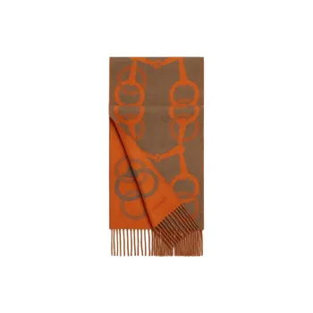 HERMES Cashmere Knit Scarves Men's Lemon/Gray Green
