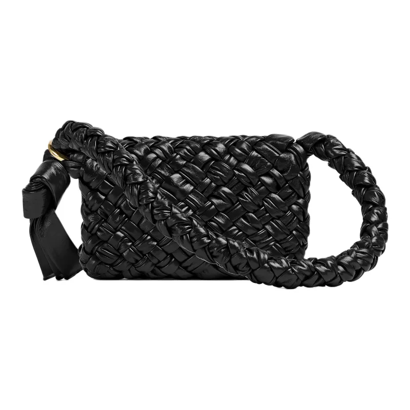 Bottega Veneta Kalimero Cittàh Cow Leather Portable Crossbody Bag Shoulder Bag Small Size Women's Black-2