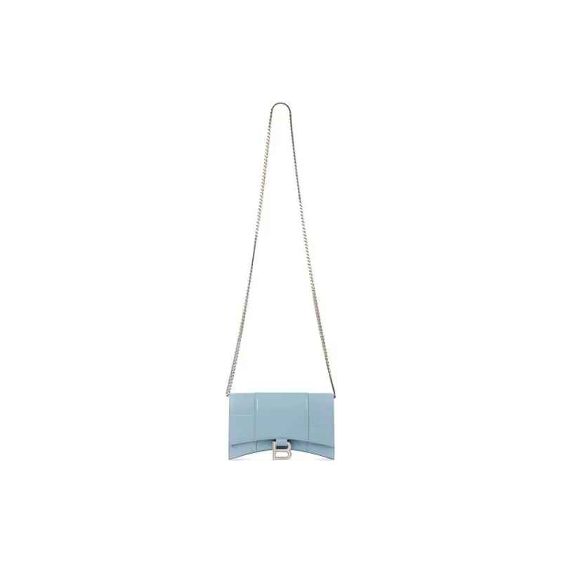 Balenciaga Hourglass Cow Leather Wallet Women's Blue-2