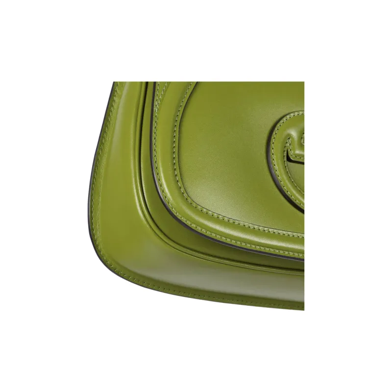 GUCCI Blondie Leather Shoulder Bag Crossbody Bag Handbag Small Size Women's Green-5