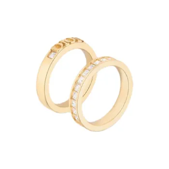 DIOR Metal Crystal Rings Women's Gold