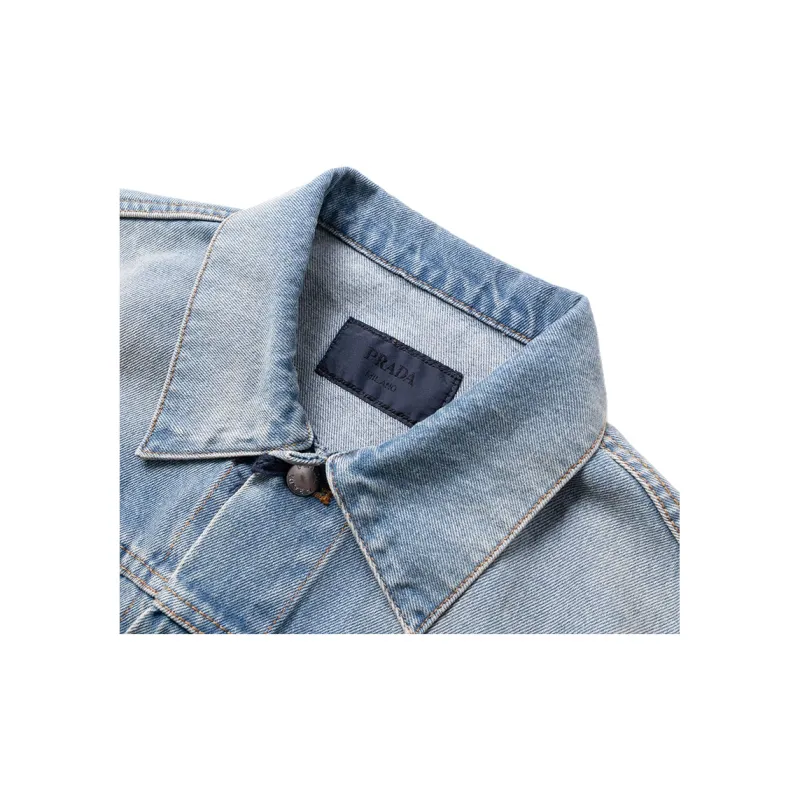 PRADA Triangle logo Denim Blouson Jacket-8