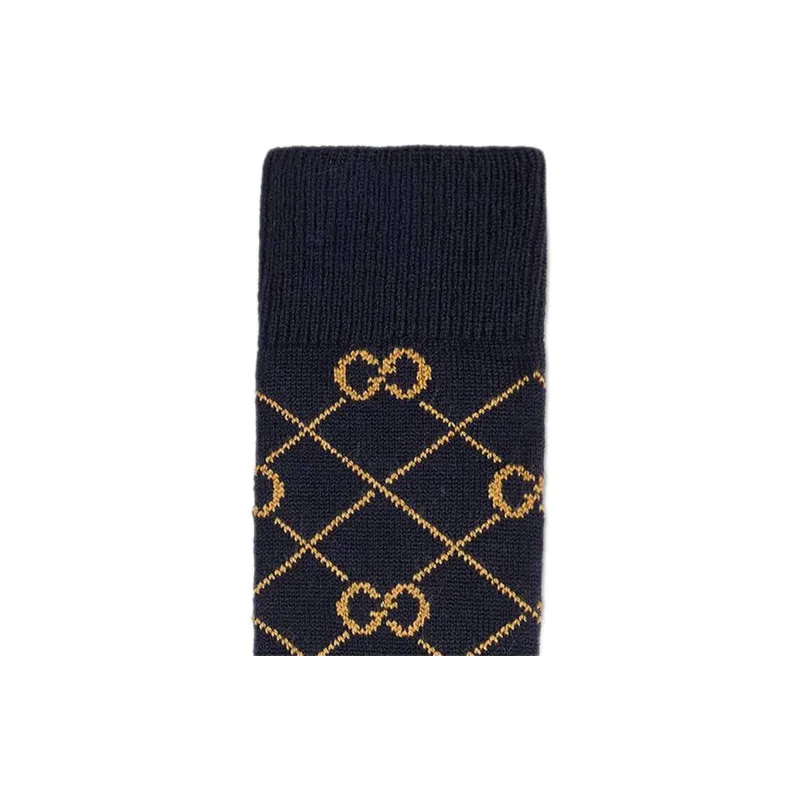 GUCCI Men's FW21 GG Logo Knitting Socks 1 Pack Black-3