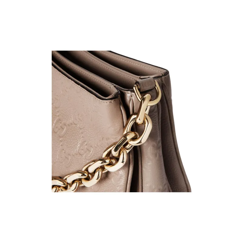 GUCCI Grain Leather Shoulder Bag, Portable Crossbody Bag Small Size Women's Taupe-6