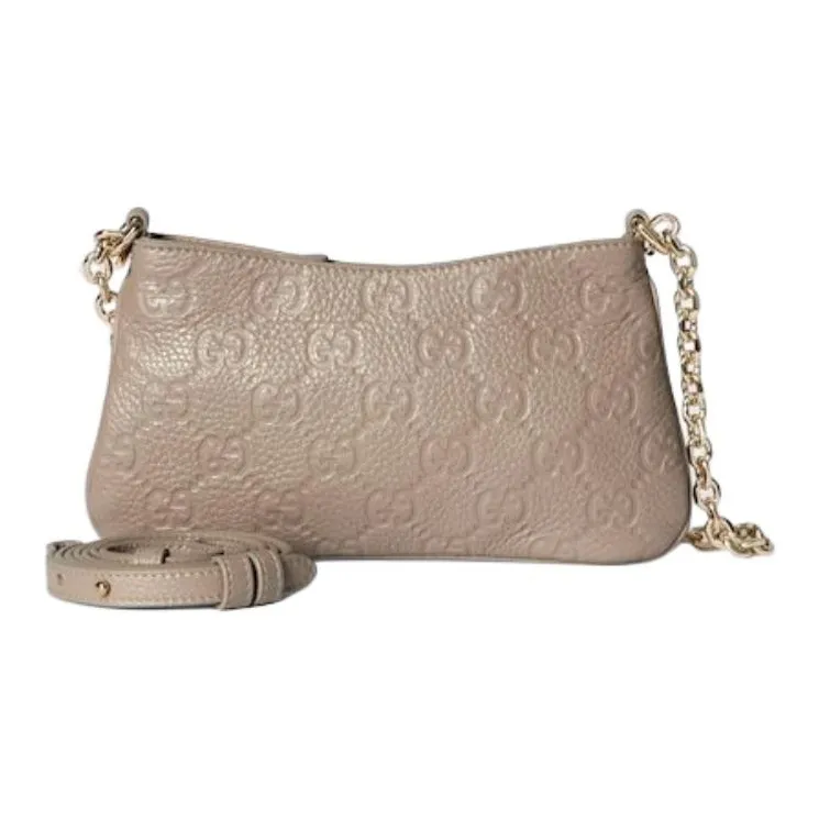 GUCCI Grained Leather Crossbody Bag Shoulder Bag Extra Mini Women's Taupe-1