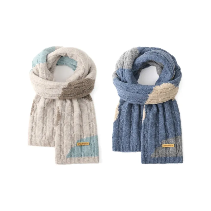 FREE RABBITⅡ Fall And Winter Wool Advanced Thickened Warm Knitted Fabric Scarf Unisex-16