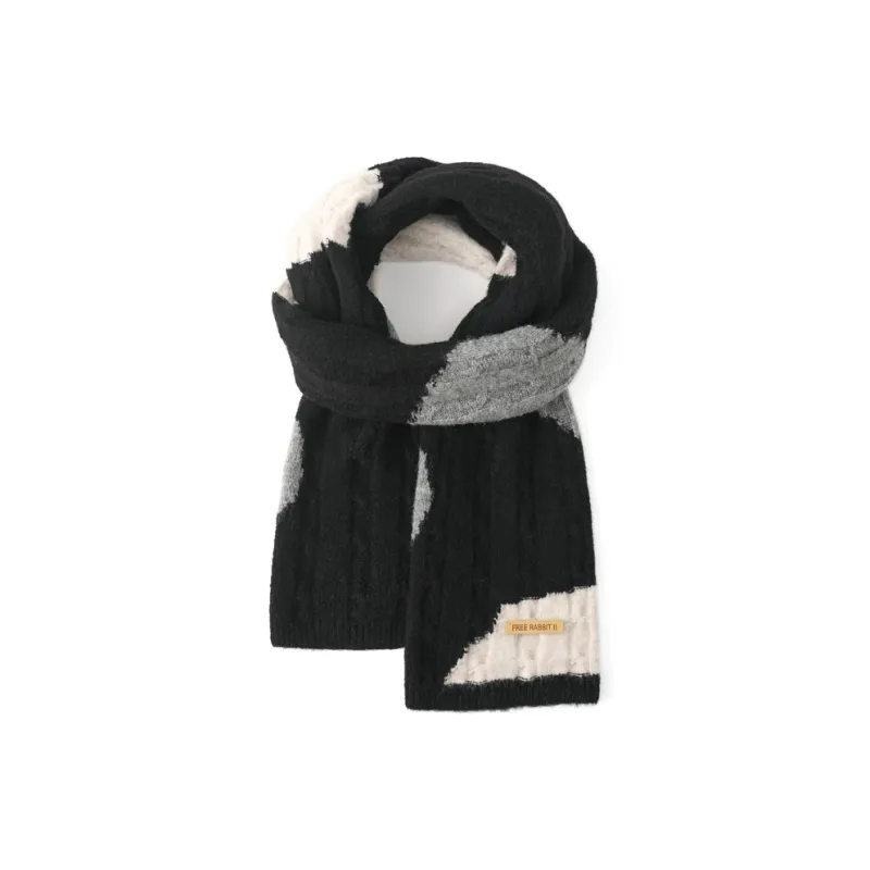 FREE RABBITⅡ Fall And Winter Wool Advanced Thickened Warm Knitted Fabric Scarf Unisex-2