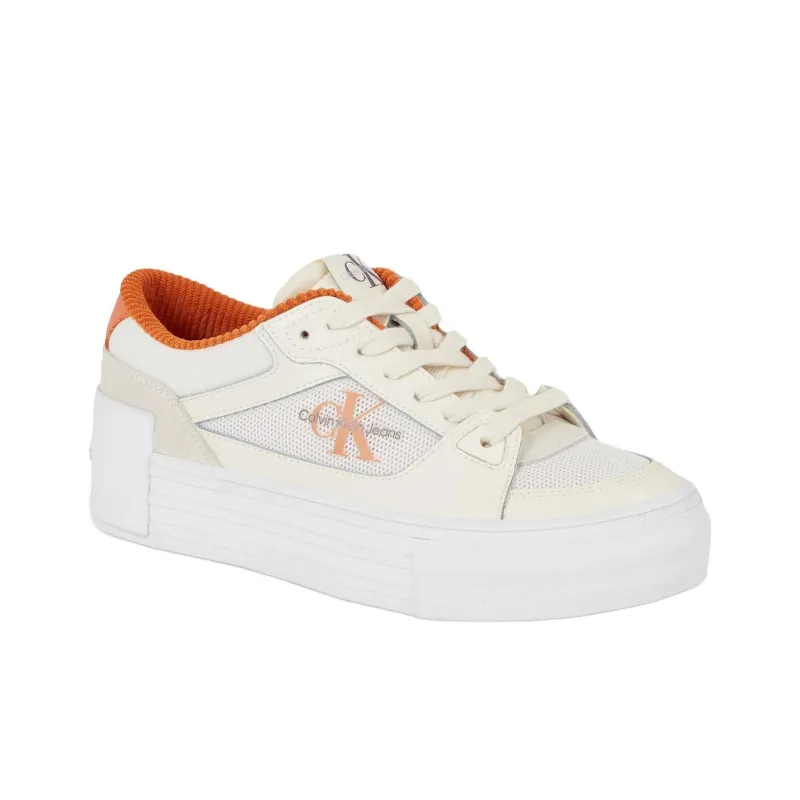 CKJ CALVIN KLEIN JEANS Low Top Skateboard Shoes 3cm Women's White Orange-2