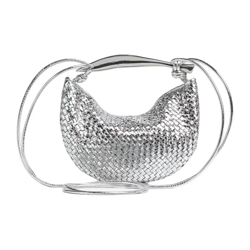 Bottega Veneta Goatskin Crossbody Bag, Shoulder Bag Women's Silver-1