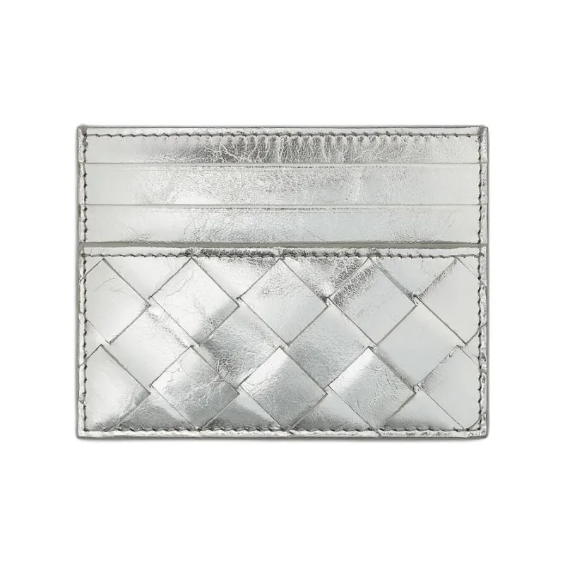 Bottega Veneta Calfskin Card Holder Regular Women's Silver-0