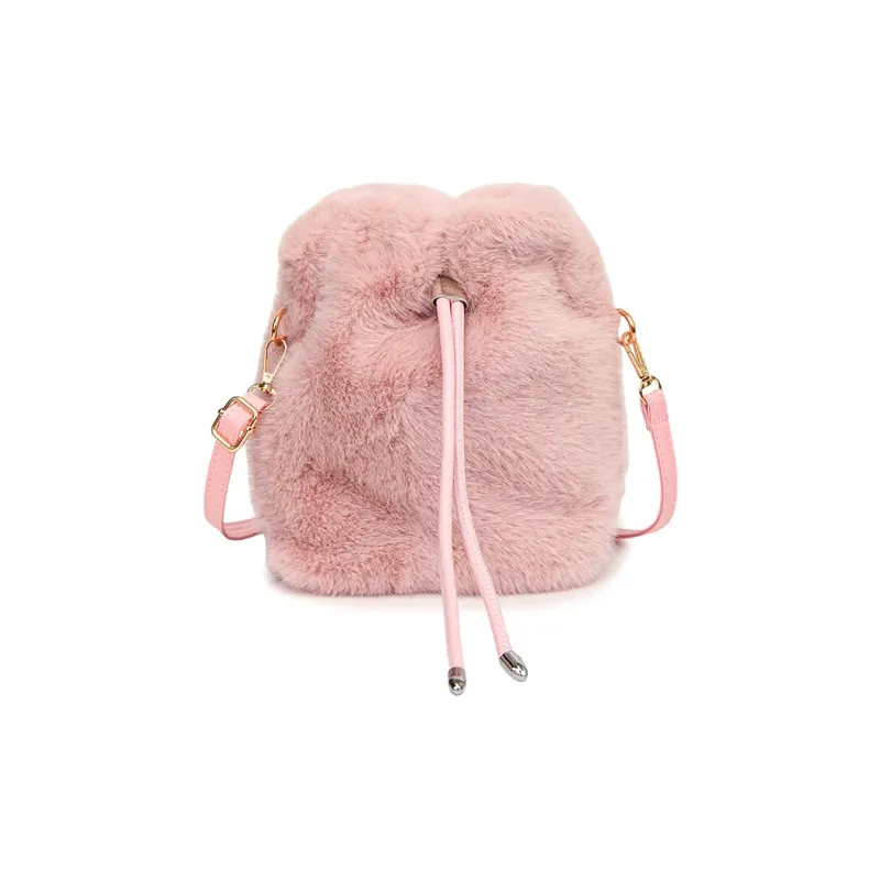 LUVISTRUE Fuzzy Fabric Shoulder Bag Crossbody Bag Women's Dark Khaki/Light Khaki/White/Pink-21