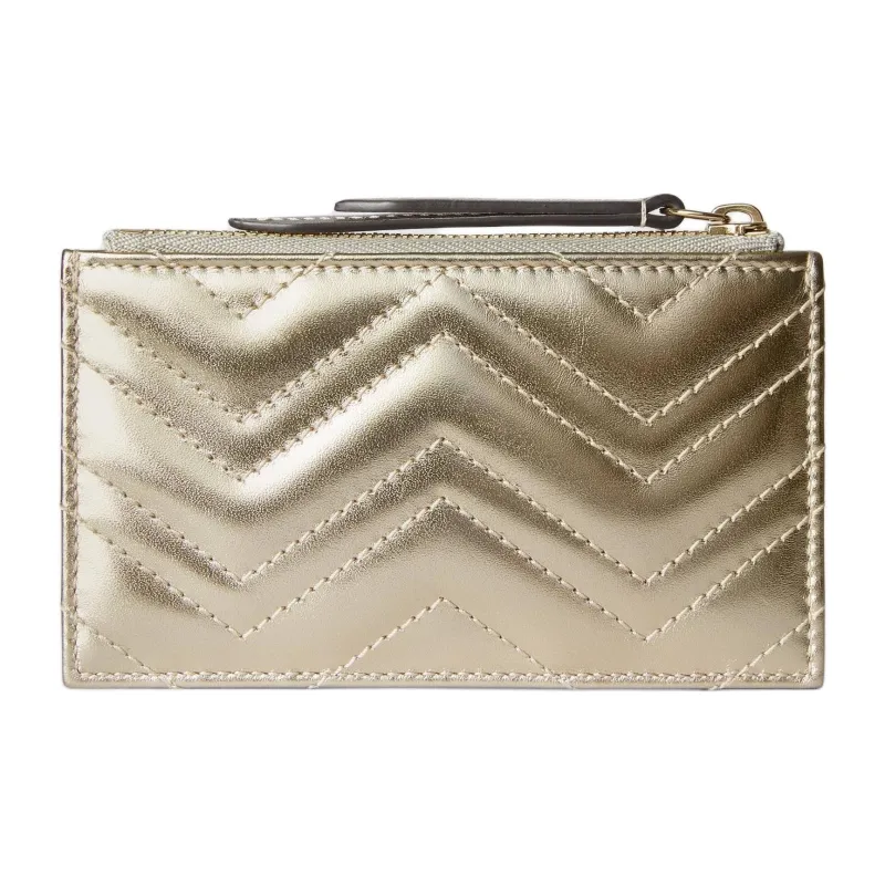 GUCCI GG Marmont Leather Key Pouch Women's Dark Gold-3