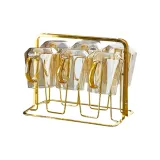 Amber Crystal Diamond Cup 6 Pack+Fashion Gold Holder