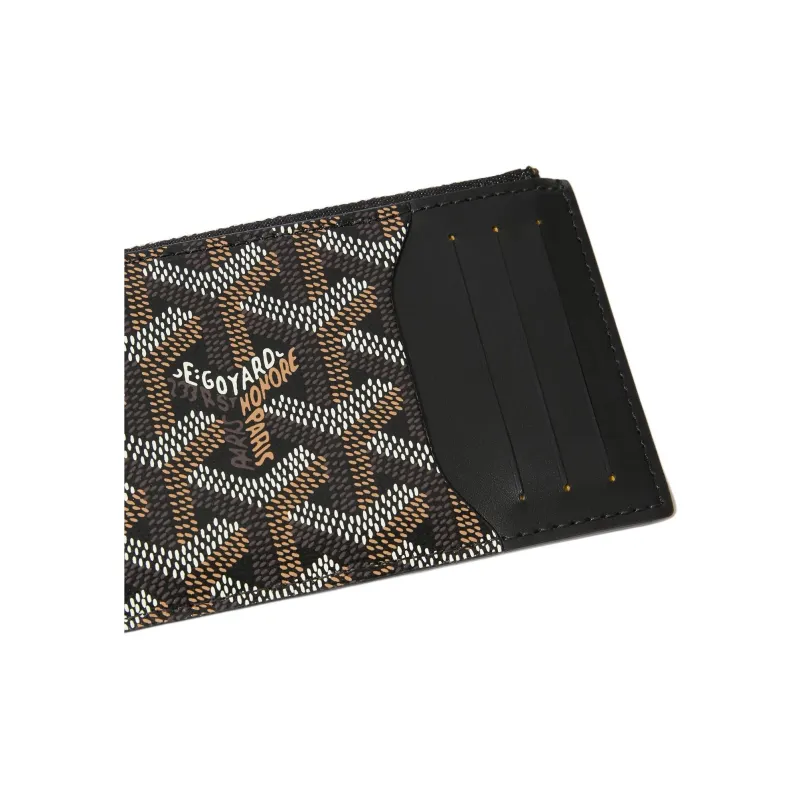 GOYARD Canvas With Calfskin Card Holder Unisex Black-2
