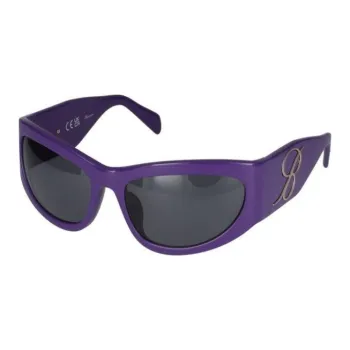 Blumarine Acetate Irregular Shape Sunglasses Women's Blue Purple