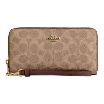 COACH Coated Canvas Wallet Trumpets Women's Tan & Brown