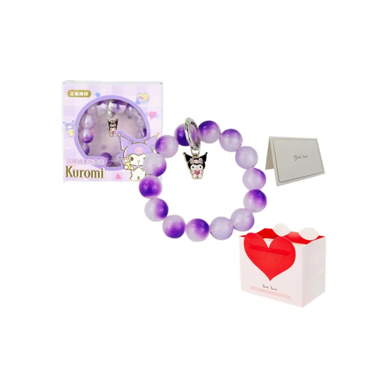 Sanrio Cinnamoroll Kuromi Pompompurin My Melody, Purple Crystal Cute Versatile Beaded Bracelet, Beaded Jewelry Lanyards-0