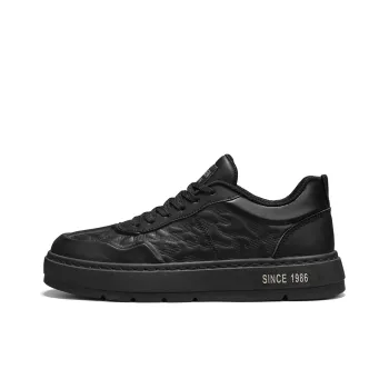 RENBEN Non slip Lightweight Low Top Skateboard Shoes Men's Black