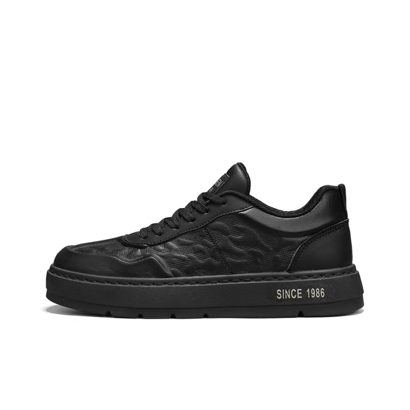 RENBEN Non slip Lightweight Low Top Skateboard Shoes Men's Black-0