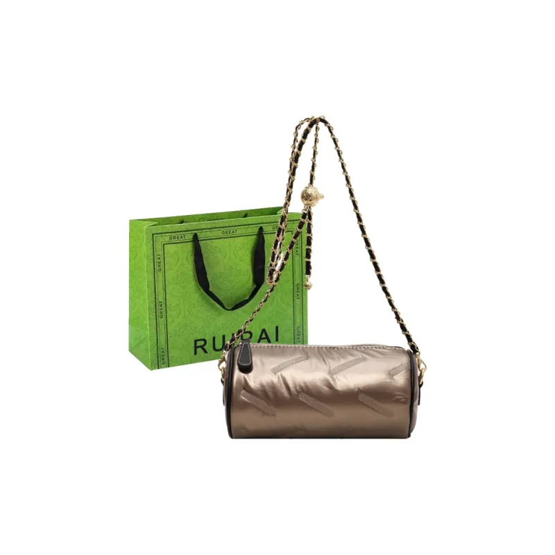 RUIPAI PU Cylinder Bag, Shoulder Bag Women's Black/Ecru/Champagne/Silver-12