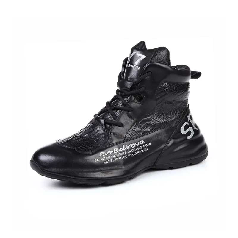Devanro Height Increasing Wear Resistant Breathable Slip Resistant High Top Chunky Sneakers Men's-0