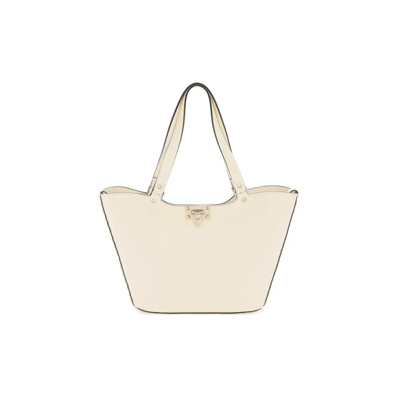 Valentino Calfskin Tote Bag Shopping Bag Handbag Small Size Women's White-0