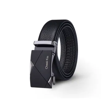 Cheekkiss Cow Leather Belts Men's Black 3.5cm