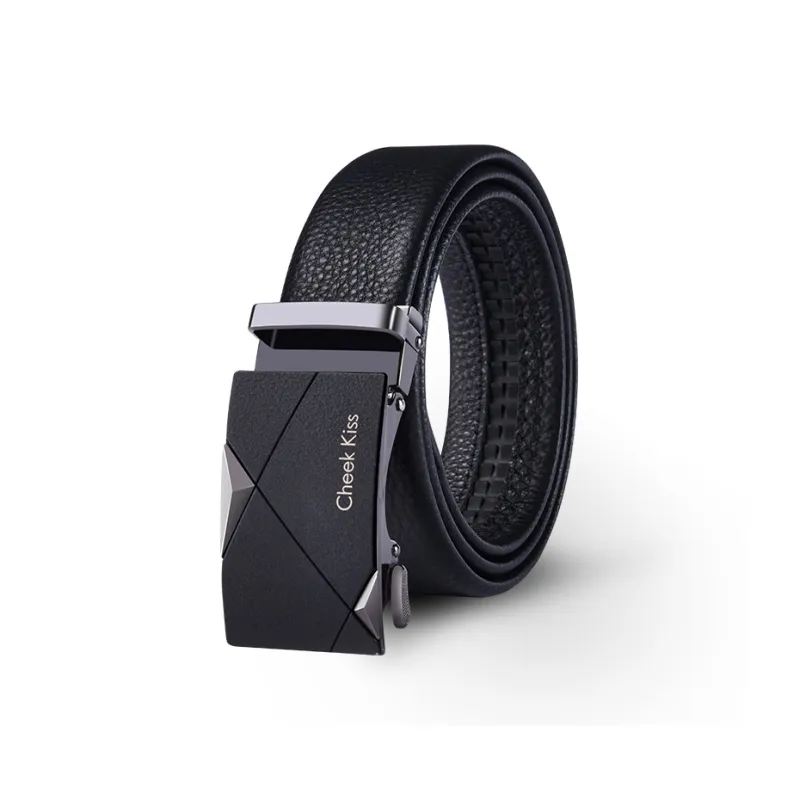 Cheekkiss Cow Leather Belt Father's Day Men's Black 3.5cm-0