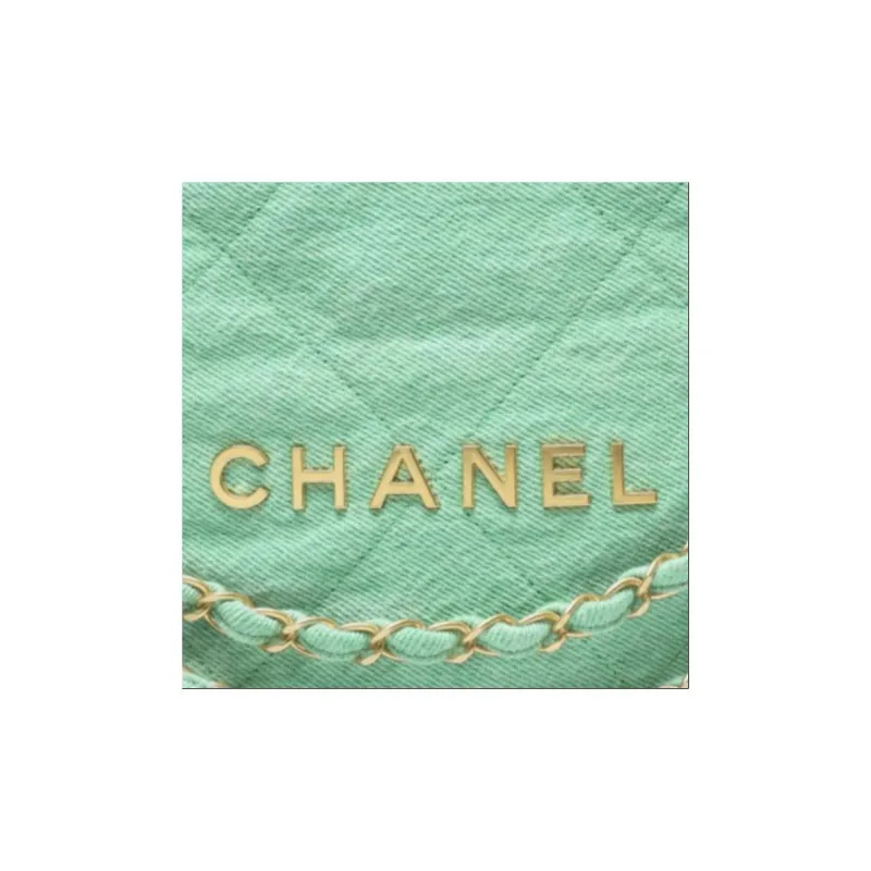 CHANEL Washed Denim Handbag Mini Women's Turquoise-5