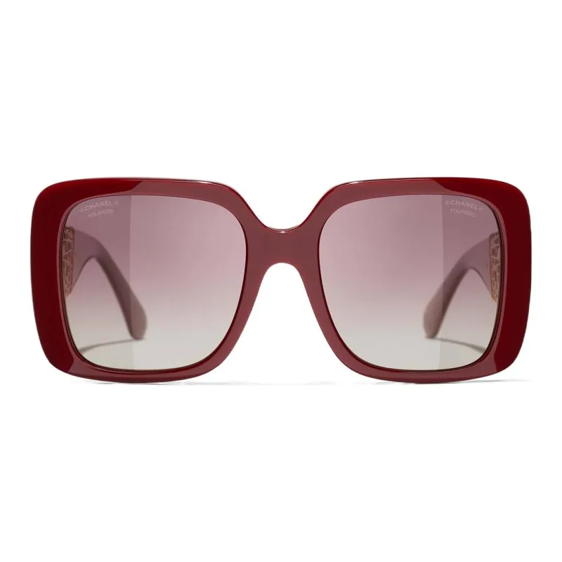 CHANEL Metal Acetate Butterfly Sunglasses Women's Red Brown-1