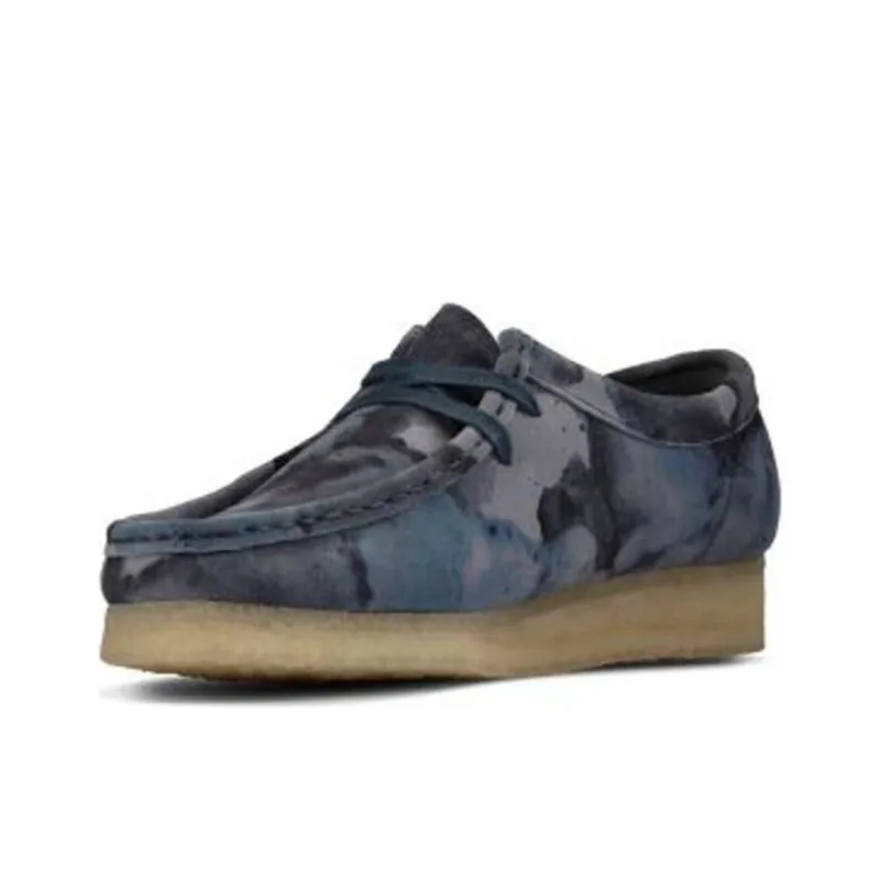 Clarks Wallabee Anti Slip Wear Resistant Low Top Casual Shoes Women's Blue-2
