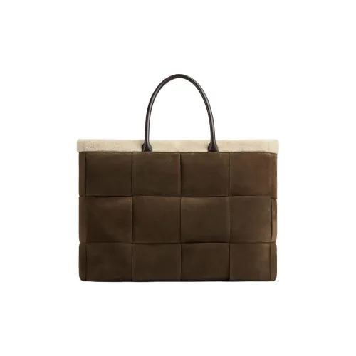 Bottega Veneta Suede Tote Bag Shopping Bag Handbag Large Size Men's Dark Brown