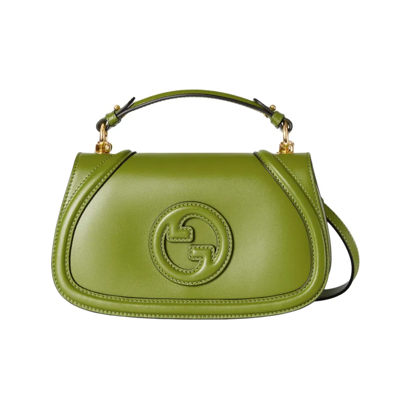 GUCCI Blondie Leather Shoulder Bag Crossbody Bag Handbag Small Size Women's Green-0