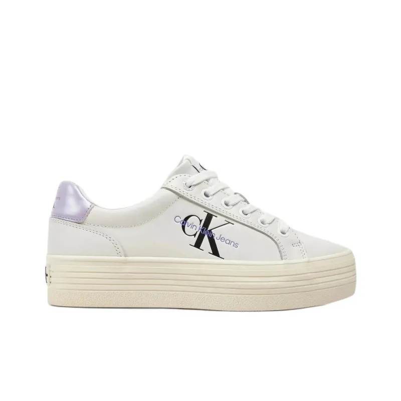 CKJ CALVIN KLEIN JEANS Low Top Skateboard Shoes Women's White Purple-1