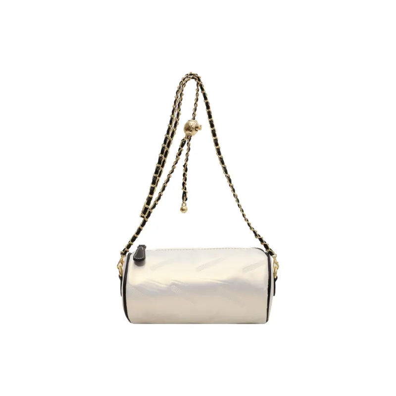 RUIPAI PU Cylinder Bag, Shoulder Bag Women's Black/Ecru/Champagne/Silver-7