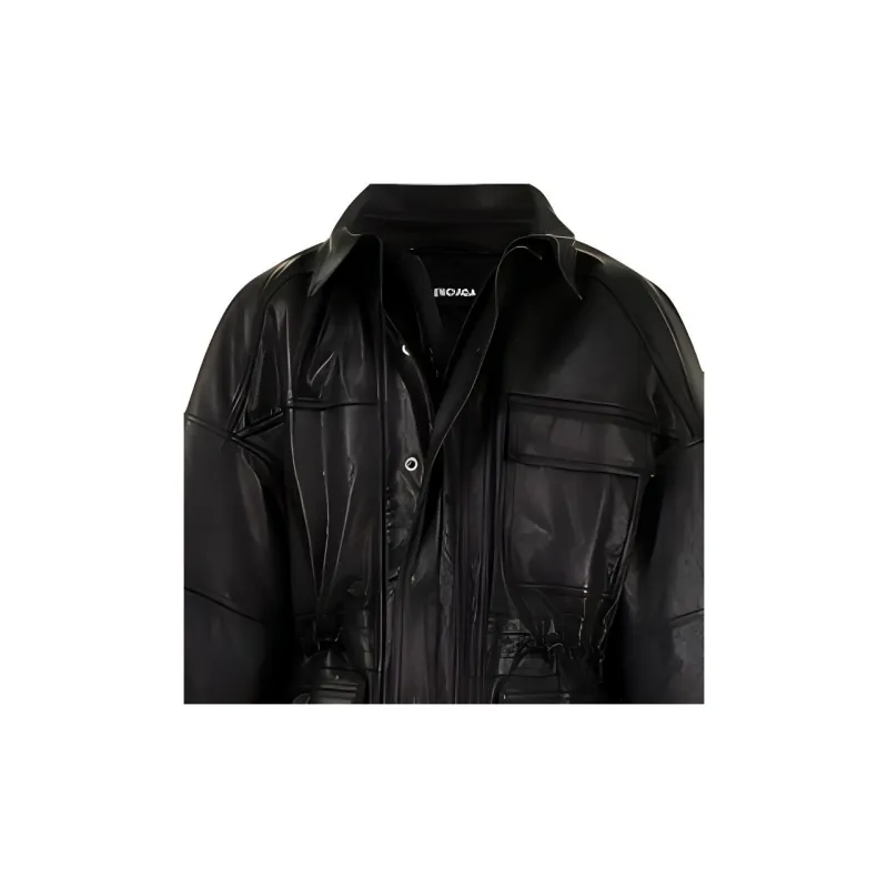 Balenciaga Leather Jackets Men Black-4