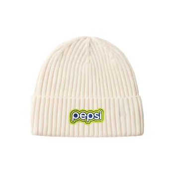 Pepsi Viscose Plush Beanie Unisex Beige Dark Gray Brown