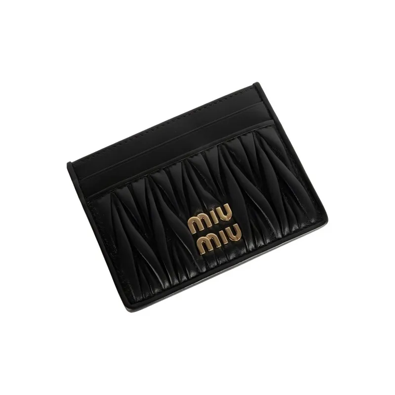 MIU MIU Matelassé Sheepskin Card Holder Women's Black-1